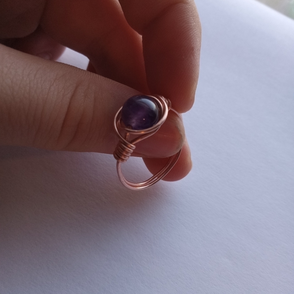 Amethyst wire wrapped ring size 8 - Picture 7 of 7